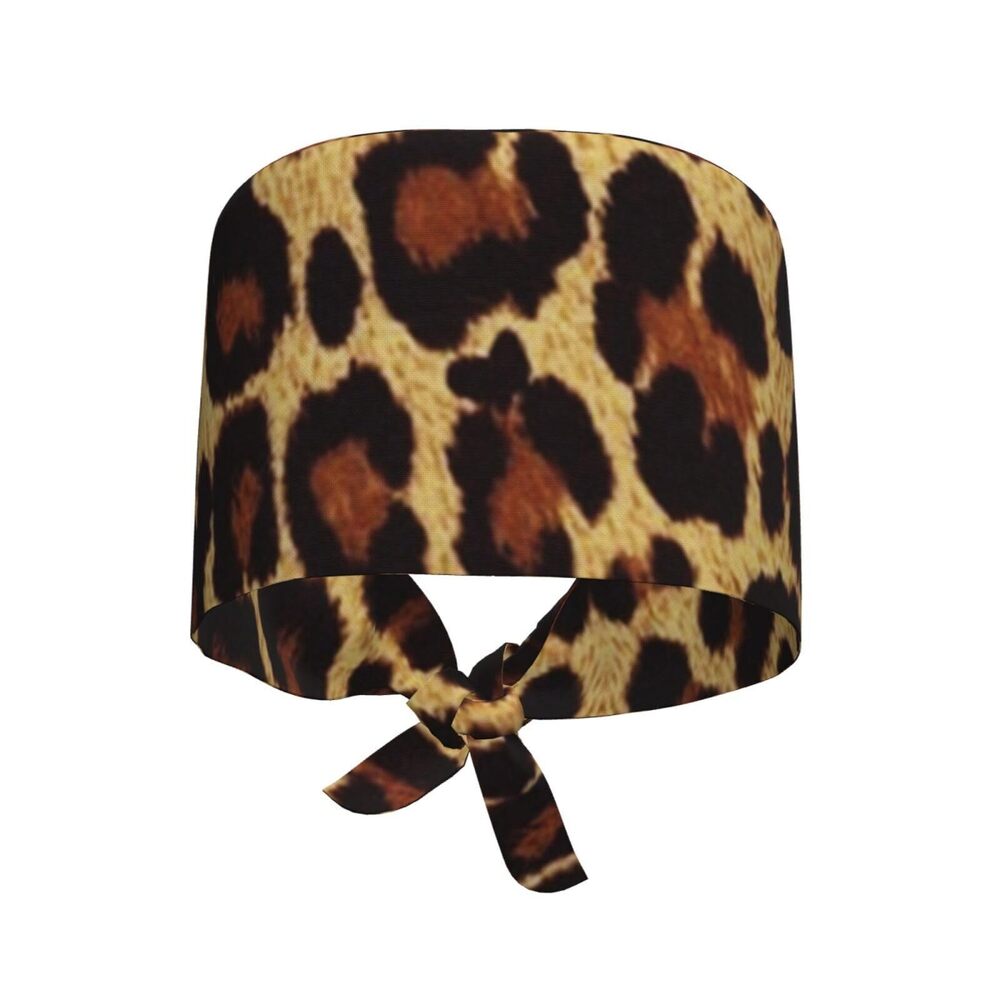 6655 Leopard Print Adjustable Working Cap Scrub Hat Sweatband, Fashional